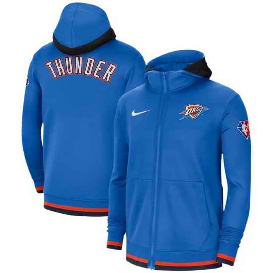 Men Oklahoma City Thunder Nike 75th Anniversary Performance Showtime Full Zip Hoodie Jacket  Blue